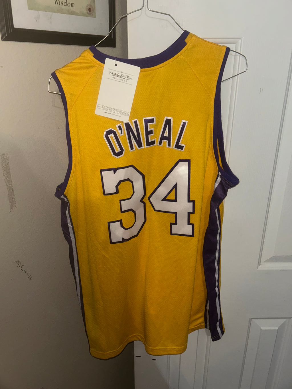 NBA Shaq O'Neal yellow Lakers jersey size xl