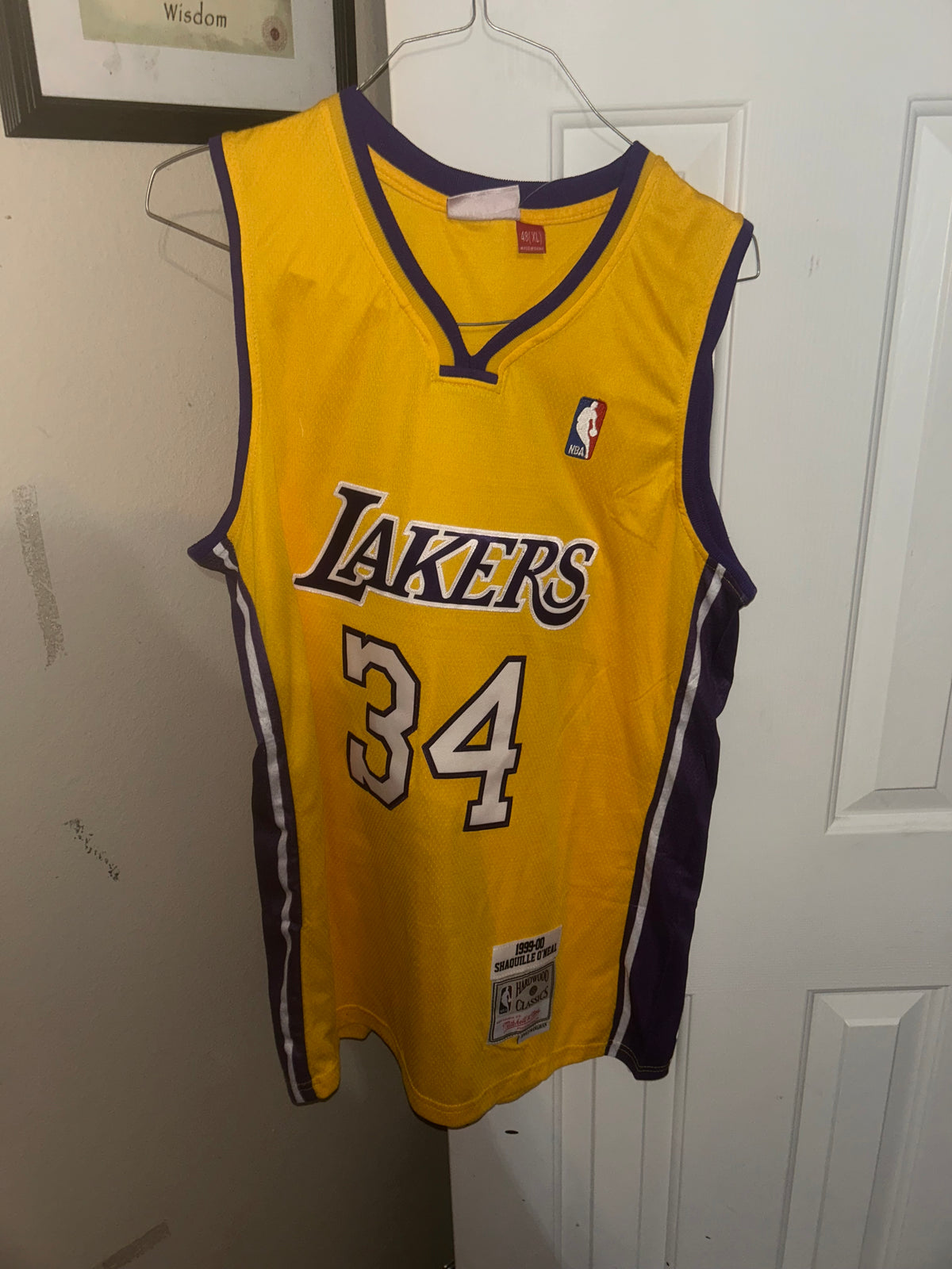 NBA Shaq O'Neal yellow Lakers jersey size xl
